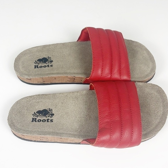 Roots women’s slide red leather size 8 - Picture 4 of 8